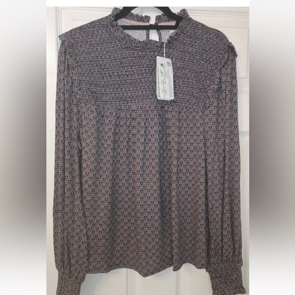 Boden heart smocked blouse